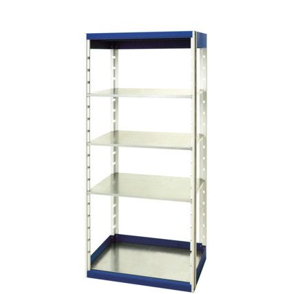 Cubio Standard Duty Shelving, 4 Shelves, 75kg Shelf Capacity, 2000mm x 525mm x 800mm, Blue & Grey