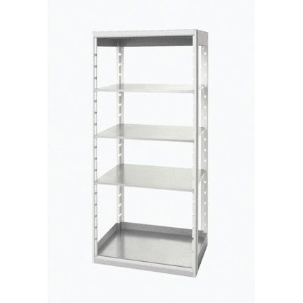 Cubio Standard Duty Shelving, 4 Shelves, 75kg Shelf Capacity, 2000mm x 525mm x 800mm, Grey