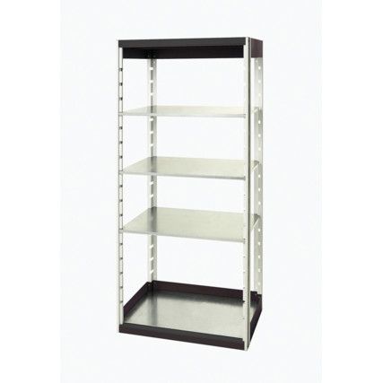 Cubio Standard Duty Shelving, 4 Shelves, 75kg Shelf Capacity, 2000mm x 525mm x 800mm, Grey