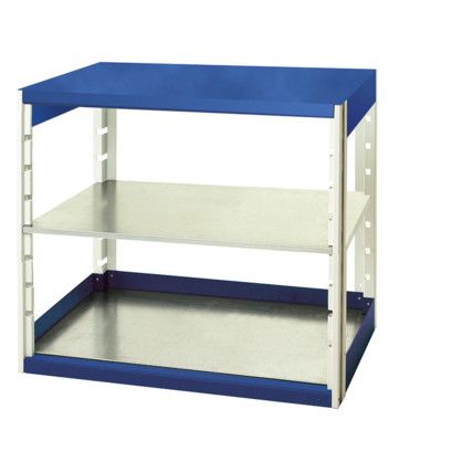 Cubio Standard Duty Shelving, 2 Shelves, 75kg Shelf Capacity, 1000mm x 525mm x 1050mm, Blue & Grey