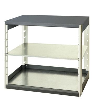 Cubio Standard Duty Shelving, 2 Shelves, 75kg Shelf Capacity, 1000mm x 525mm x 1050mm, Grey