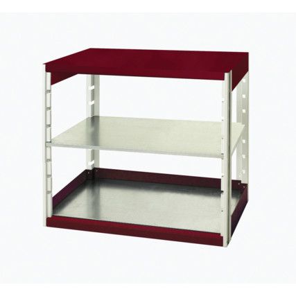 Cubio Standard Duty Shelving, 2 Shelves, 75kg Shelf Capacity, 1000mm x 525mm x 1050mm, Red & Grey