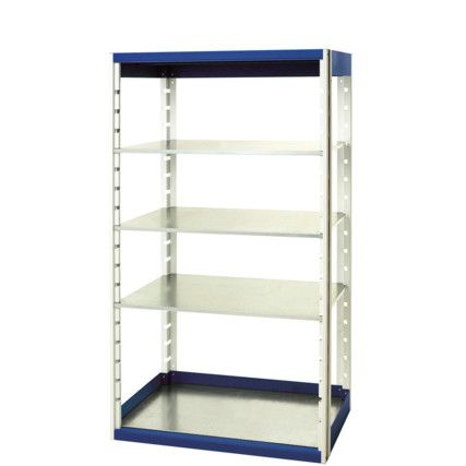 Cubio Standard Duty Shelving, 4 Shelves, 75kg Shelf Capacity, 2000mm x 525mm x 1050mm, Blue & Grey