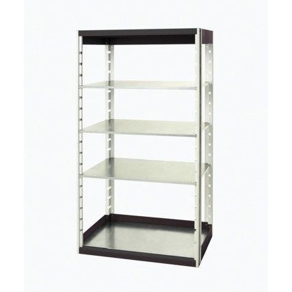 Cubio Standard Duty Shelving, 4 Shelves, 75kg Shelf Capacity, 2000mm x 650mm x 1050mm, Grey