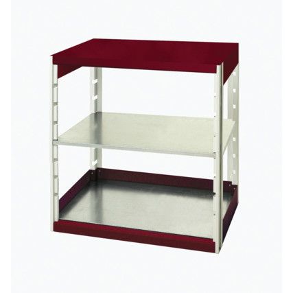 Cubio Standard Duty Shelving, 2 Shelves, 75kg Shelf Capacity, 1000mm x 650mm x 800mm, Red & Grey