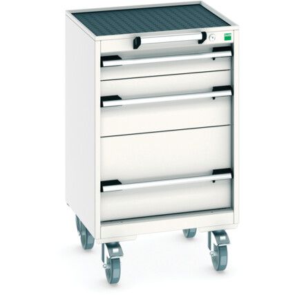 CUBIO MOBILE CABINET WITH 3 DRAWERS & TOP TRAY / MAT RAL7035