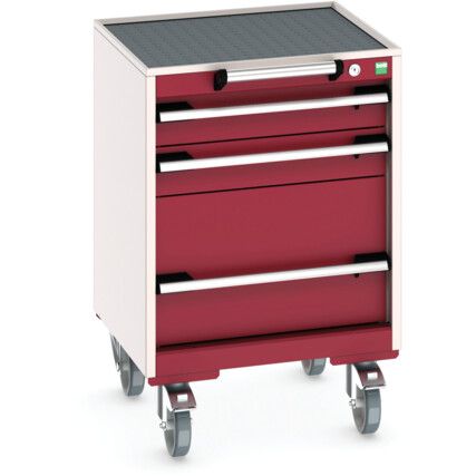 CUBIO MOBILE CABINET WITH 3 DRAWERS & TOP TRAY / MAT RAL7035/3004