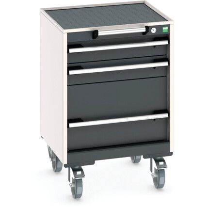 CUBIO MOBILE CABINET WITH 3 DRAWERS & TOP TRAY / MAT RAL7035/7016