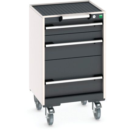 CUBIO MOBILE CABINET WITH 3 DRAWERS & TOP TRAY / MAT RAL7035/7016