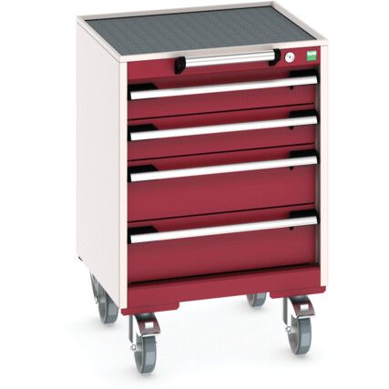 CUBIO MOBILE CABINET WITH 4 DRAWERS & TOP TRAY / MAT RAL7035/3004