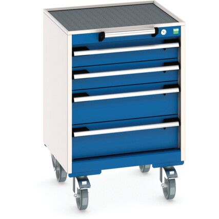 CUBIO MOBILE CABINET WITH 4 DRAWERS & TOP TRAY / MAT RAL7035/5010