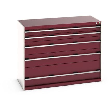 CUBIO DRAWER CABINET 1300X650X1000H 5 DRAWER RAL7035/3004