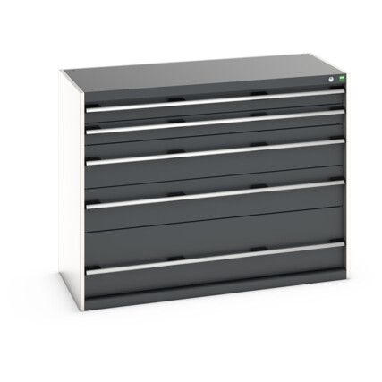 CUBIO DRAWER CABINET 1300X650X1000H 5 DRAWER RAL7035/7016