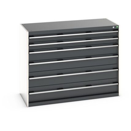 CUBIO DRAWER CABINET 1300X650X1000H 6 DRAWER RAL7035/7016