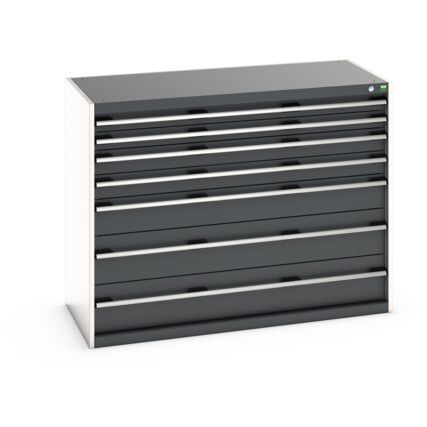 CUBIO DRAWER CABINET 1300X650X1000H 7 DRAWER RAL7035/7016