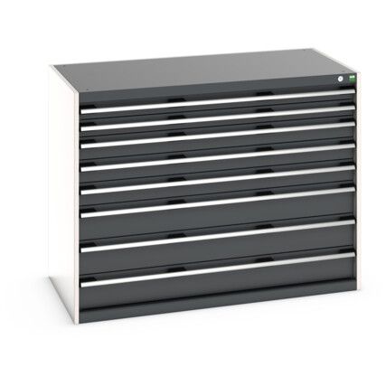 CUBIO DRAWER CABINET 1300X650X1000H 8 DRAWER RAL7035/7016