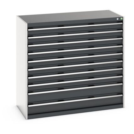 CUBIO DRAWER CABINET 1300X650X1200H 10 DRAWER RAL7035/7016