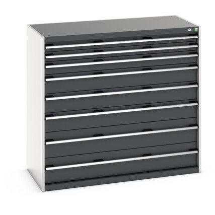 CUBIO DRAWER CABINET 1300X650X1200H 8 DRAWER RAL7035/7016