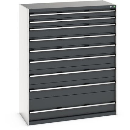 CUBIO DRAWER CABINET 1300X650X1600H 9 DRAWER RAL7035/7016