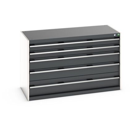 CUBIO DRAWER CABINET 1300X650X800H 5 DRAWER RAL7035/7016