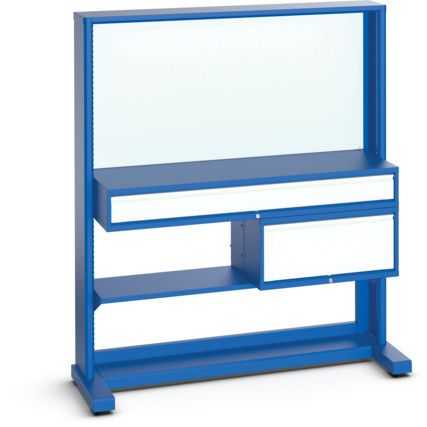 Static Workstation, Blue/Light Grey, Steel, 1820x1600x600mm, 2 Drawers & Magnetic Panel