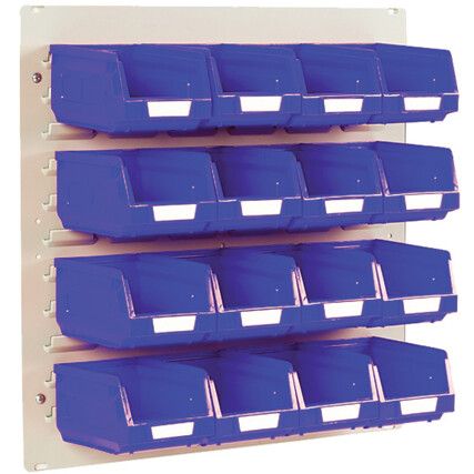 FLAT LOUVRE PANEL AND BIN KIT 0.5M WITH 16 BLUE BINS