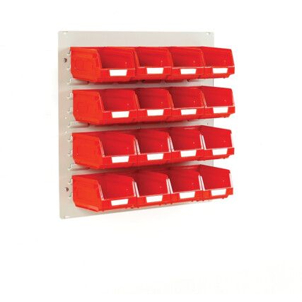 FLAT LOUVRE PANEL AND BIN KIT 0.5M WITH 16 RED BINS