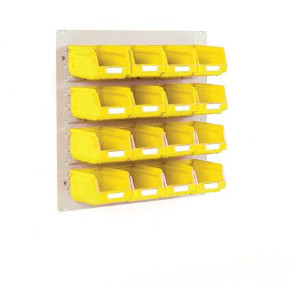 FLAT LOUVRE PANEL AND BIN KIT 0.5M WITH 16 YELLOW BINS