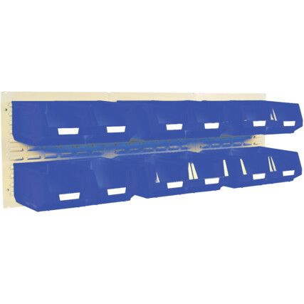 FLAT LOUVRE PANEL AND BIN KIT 3 X0.5M WITH 12 BLUE BINS