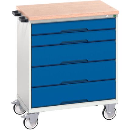 Verso Mobile Workbench, 6 Drawers, Blue/Light Grey, 980 x 800 x 550mm