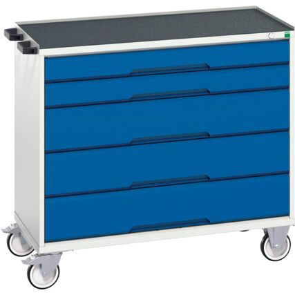 Verso Mobile Workbench, 5 Drawers, Blue/Light Grey, 965 x 1050 x 550mm