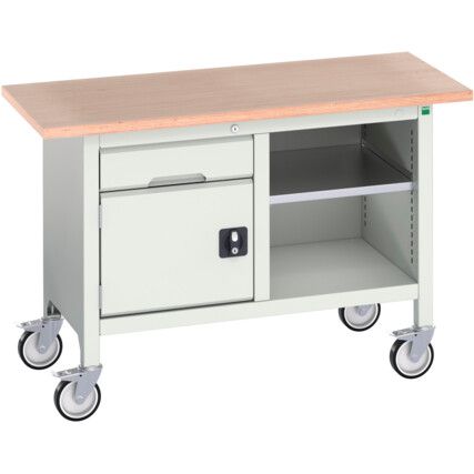 Verso Mobile Storage Bench 1250 x 600 x 830mm - Light Grey