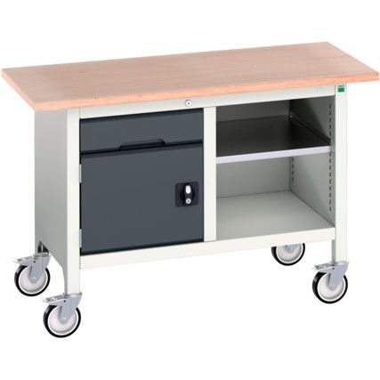 Verso Mobile Storage Bench 1250 x 600 x 830mm - Light/Anthracite Grey