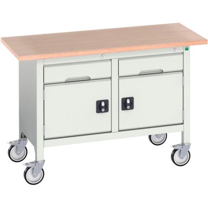 Verso Mobile Storage Bench 1250 x 600 x 830mm - Light Grey