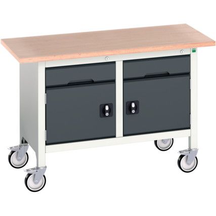 Verso Mobile Storage Bench  1250 x 600 x 830mm - Light/Anthracite Grey