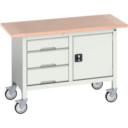 Verso Mobile Storage Bench 1250 x 600 x 830mm - Light Grey