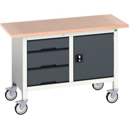 Verso Mobile Storage Bench  1250 x 600 x 830mm - Light/Anthracite Grey