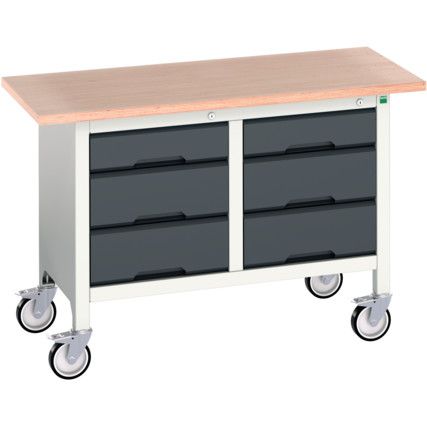 Verso Mobile Storage Bench 1250 x 600 x 830mm - Light/Anthracite Grey