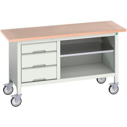 Verso Mobile Storage Bench 1500 x 600 x 830mm - Light Grey