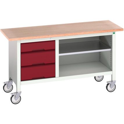 Verso Mobile Storage Bench 1500 x 600 x 830mm - Light Grey