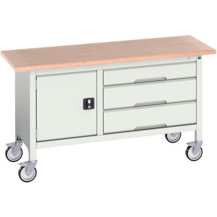 Verso Mobile Storage Bench 1500 x 600 x 830mm - Light Grey