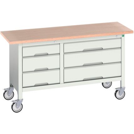 Verso Mobile Storage Bench 1500 x 600 x 830mm - Light Grey