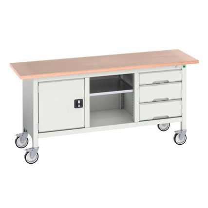 Verso Mobile Storage Bench 1750 x 600 x 830mm - Light Grey