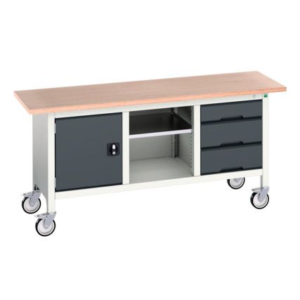 Verso Mobile Storage Bench 1750 x 600 x 830mm - Light/Anthracite Grey