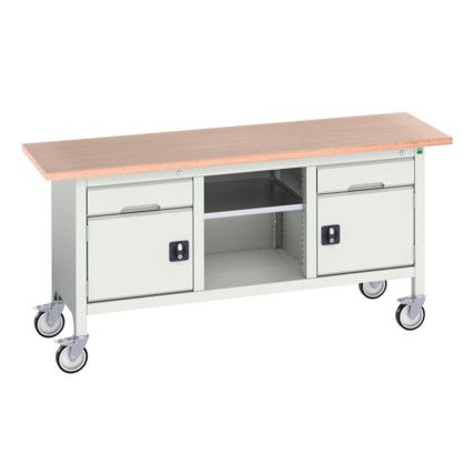 Verso Mobile Storage Bench  1750 x 600 x 830mm - Light Grey