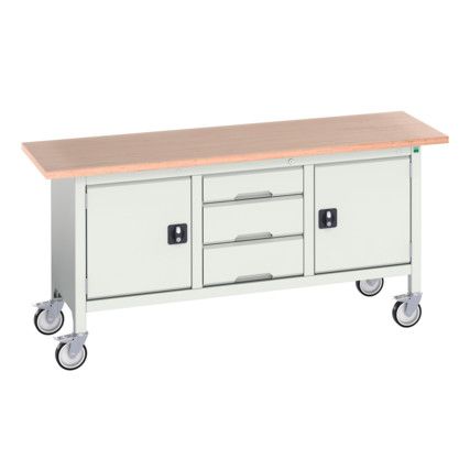 Verso Mobile Storage Bench 1750 x 600 x 830mm - Light Grey