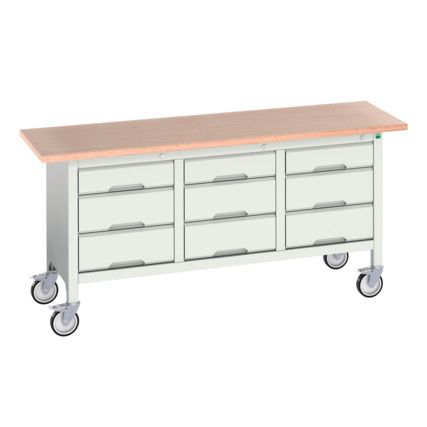 Verso Mobile Storage Bench 1750 x 600 x 830mm - Light Grey