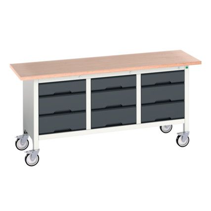 Verso Mobile Storage Bench 1750 x 600 x 830mm - Light/Anthracite Grey