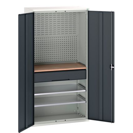 Verso Storage Cabinet, 2 Doors, Anthracite Grey, 2000 x 1050 x 550mm