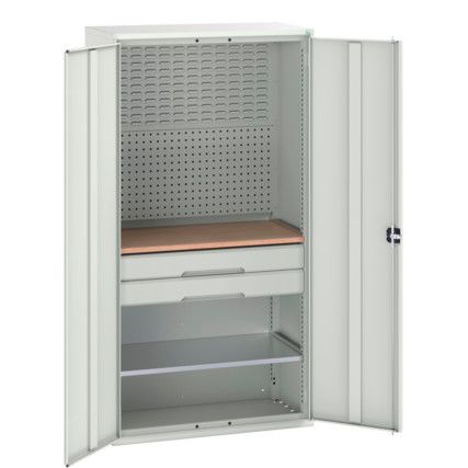 Verso Storage Cabinet, 2 Doors, Light Grey, 2000 x 1050 x 550mm